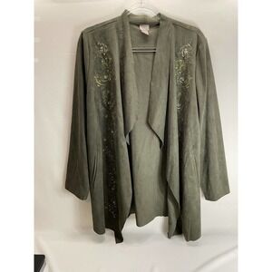 Women's Olive Suede Drape Jacket